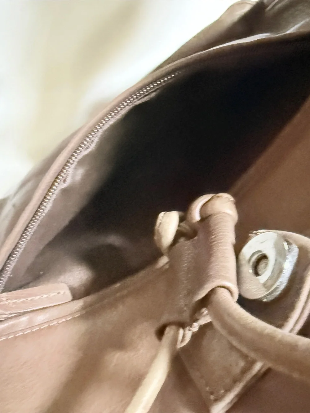 Fossil Light Brown/ Taupe Leather and Canvas Backpack